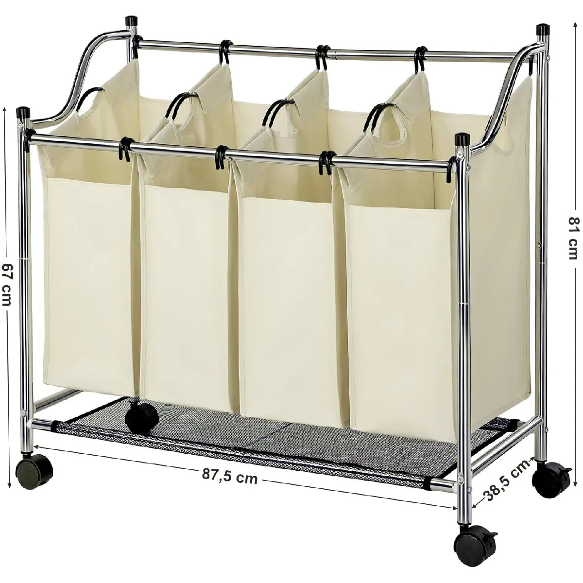 Helloshop26 Chariot à Linge XXL - Beige