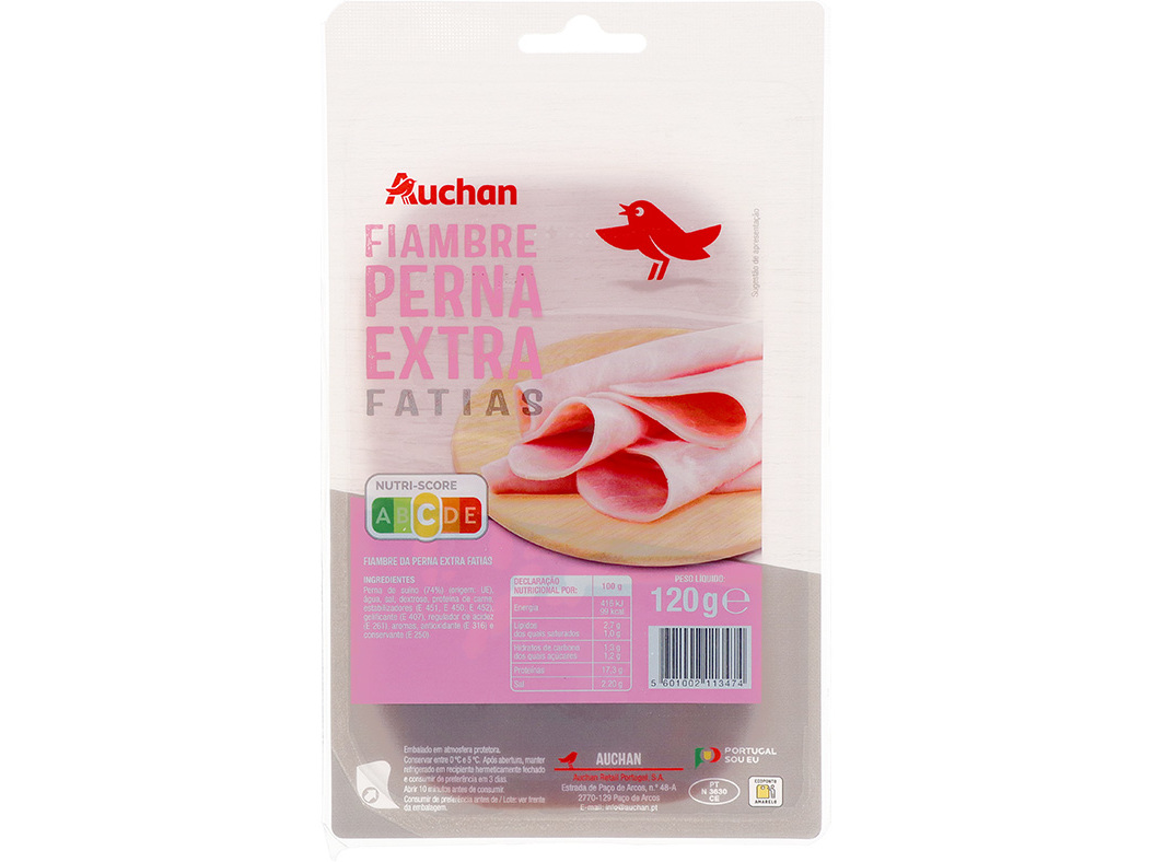 FIAMBRE DA PERNA EXTRA AUCHAN FATIAS 120 G