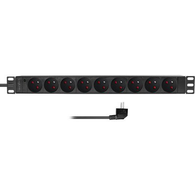 LogiLink Multiprise 19', 9 prises, sans interrupteur, noir