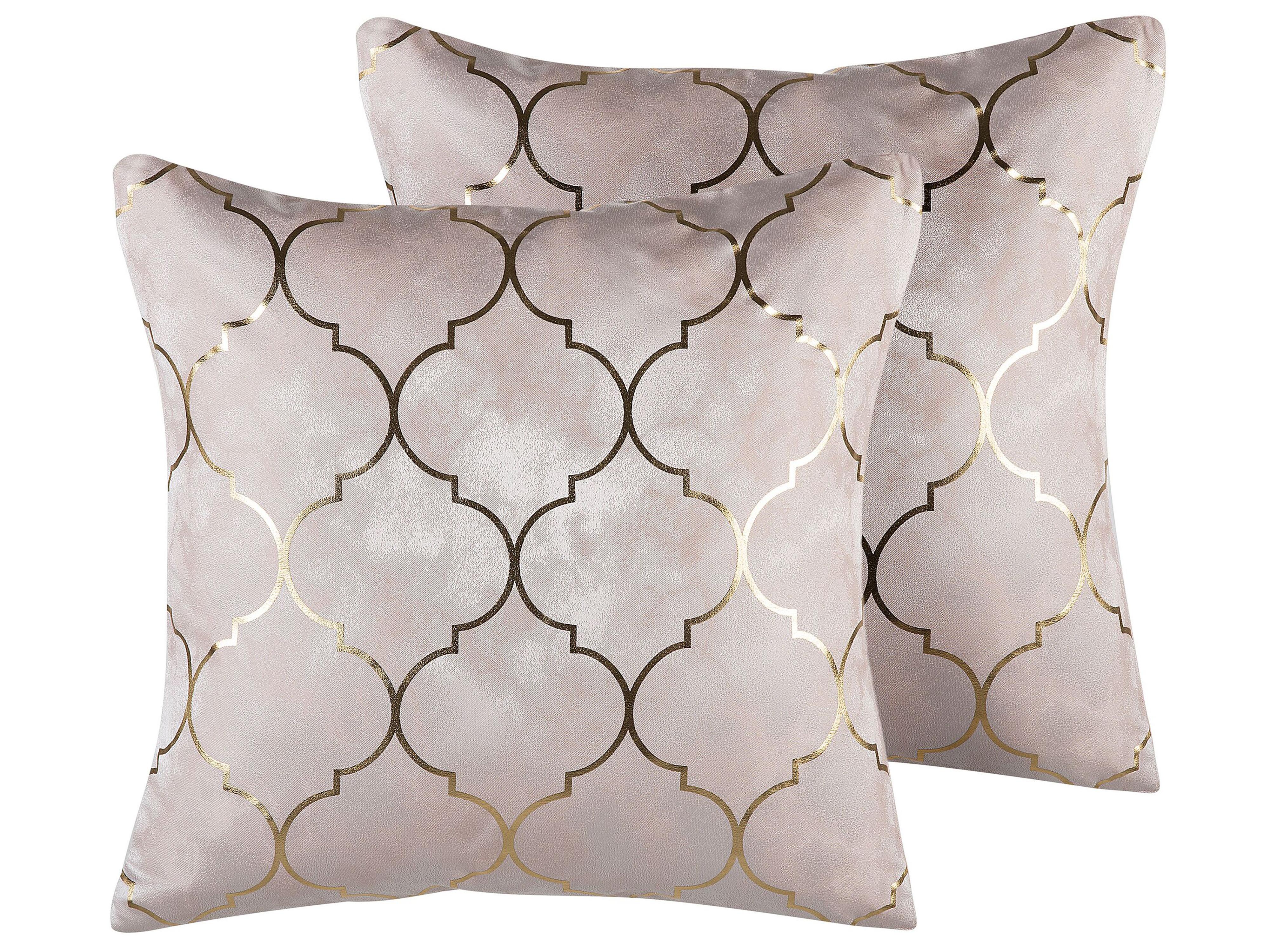 Set van 2 sierkussens ALYSSUM 45 x 45 cm Roze trellis-patroon