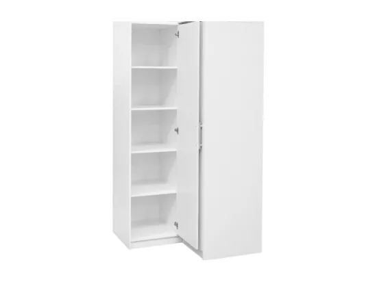 Armoire d'angle 2 portes - L115 cm - Blanc + Réhausse - LIZANDRO