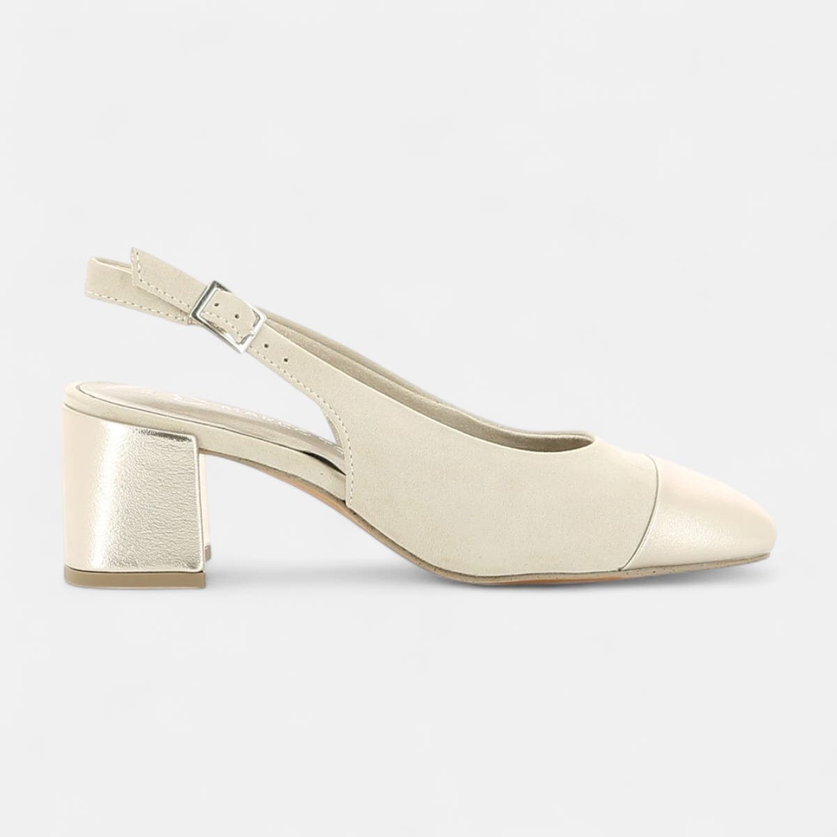 Escarpins avec bride arrière à talon Femme beige