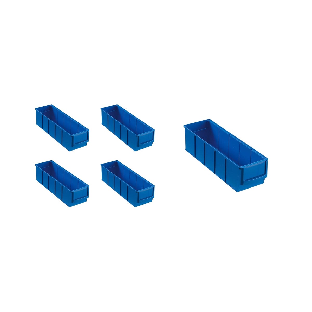 PROREGAL Voordeelset 5x Blauwe Industriële Doos 300 S HxBxD 8,1 x 9,1 x 30 cm 1,6 Liter Assortimentsdoos