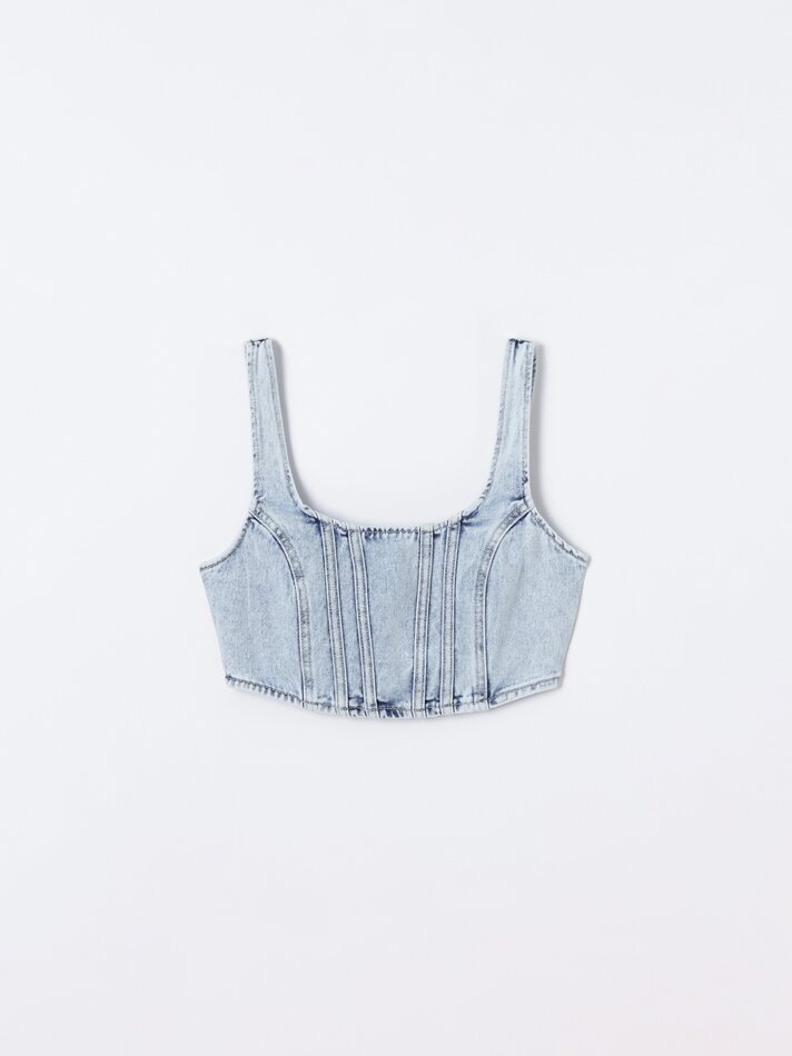 Top cropped jeans - Azul