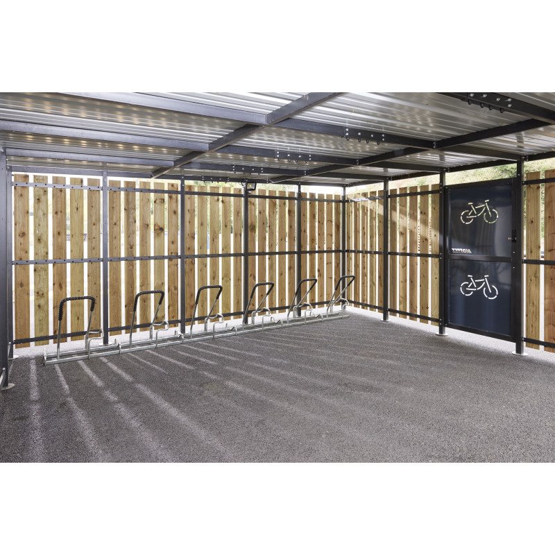 Abri vélo sécurisé Modèle 5x5m Décor Tôle et bois