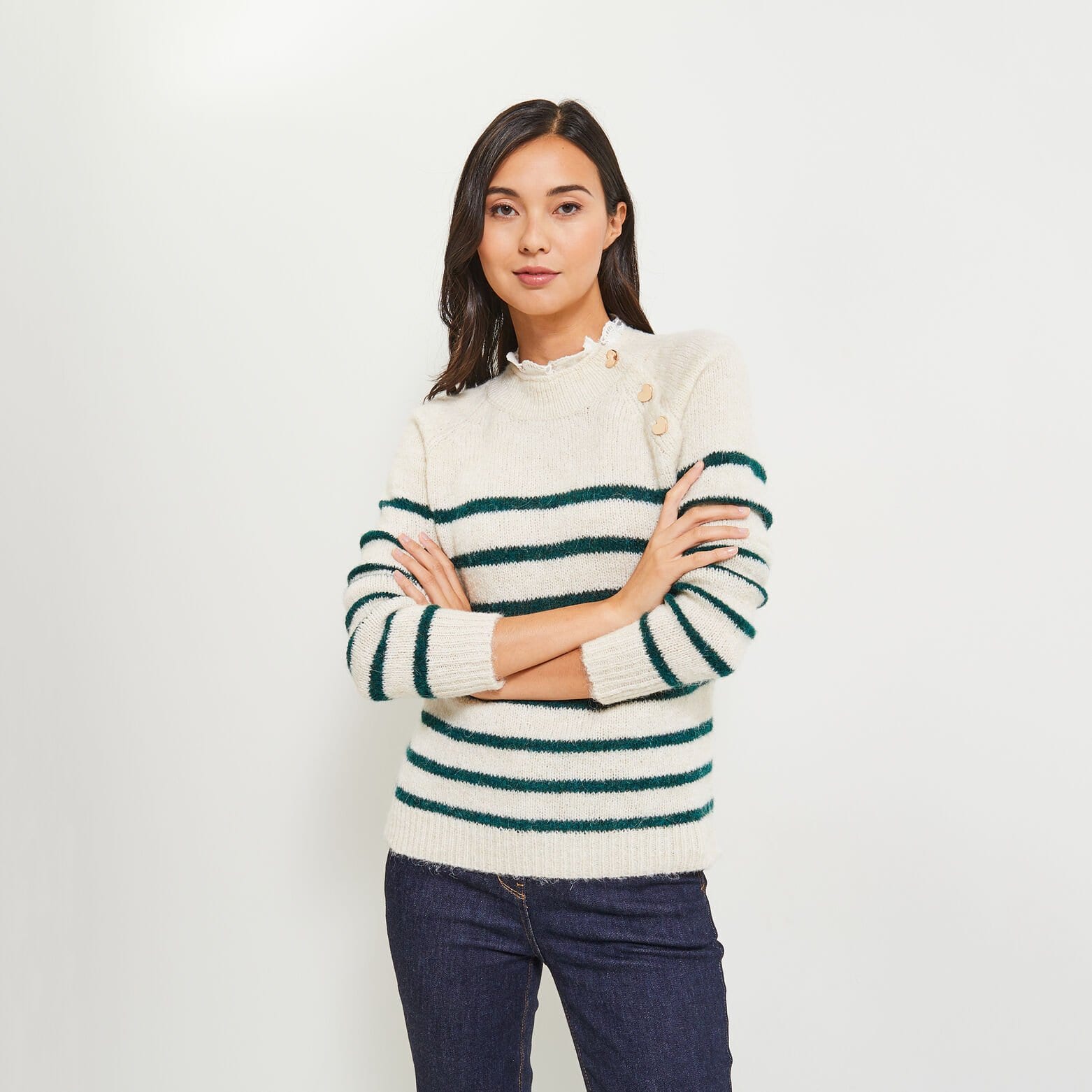 Pull col montant femme