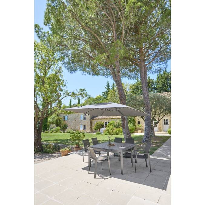 Parasol déporté carré inclinable MELHIA Anthracite / Graphite