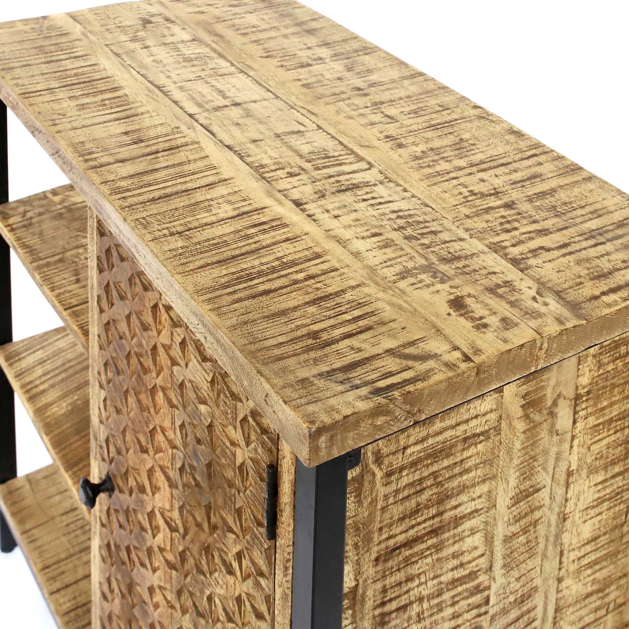 Schrank mit Regal 'Trudot', Massivholz und Eisen, B 75 cm, H 80 cm, L 40 cm von fischer's lagerhaus