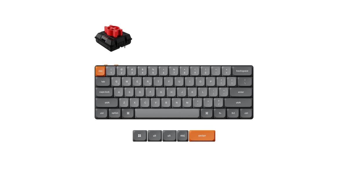 KeychronK9 Max-H1, toetsenbord  (Zwart, US lay-out, Keychron Milk POM Red, 60%, RGB leds, Double-shot PBT, hot swap, USB-C | 2.4 GHz | Bluetooth 5.1)