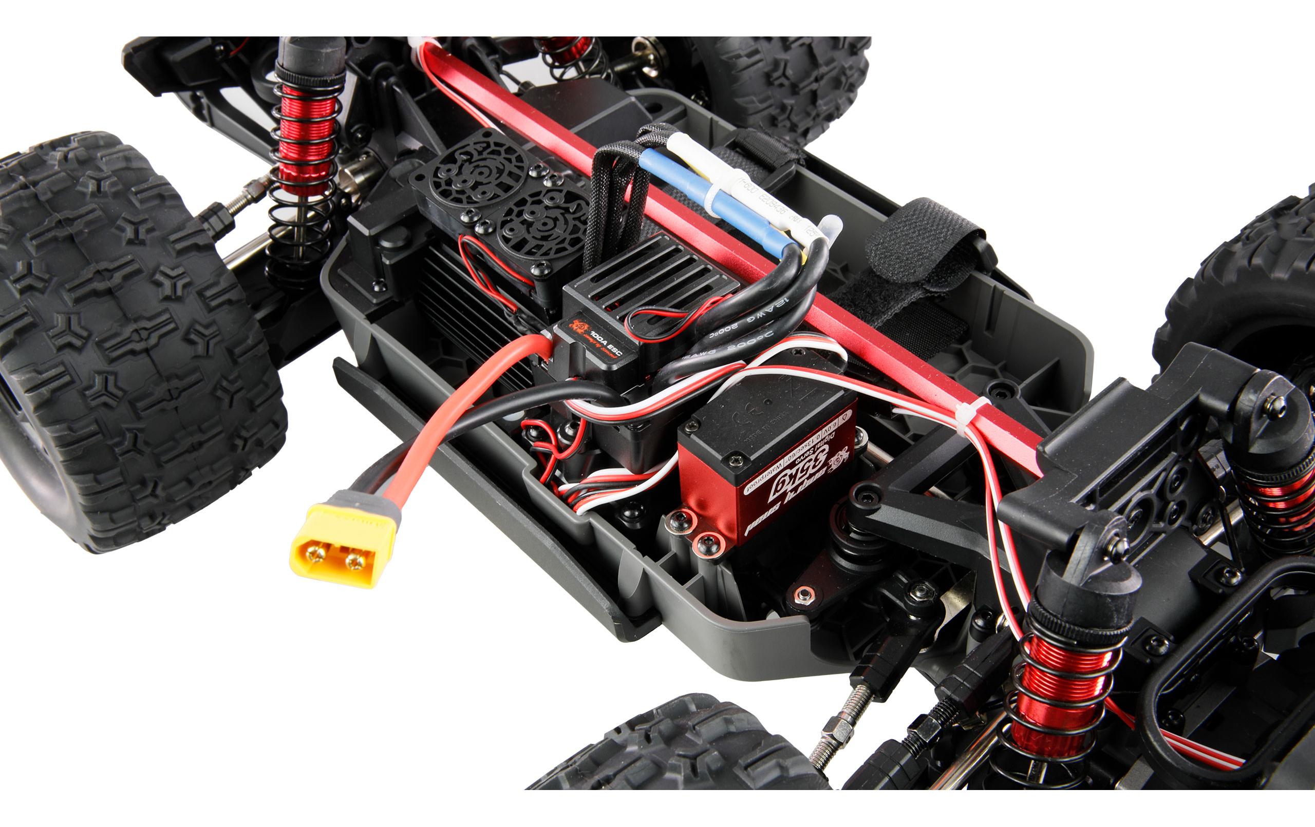 Monster Truck Hyper Go MTX10 1:10, ARTR, Schwarz/Blau<br>Off-Road RC-Modellauto mit leistungsstarken, überdimensionierten und einstellbaren Öldruckstossdämpfern für volle Kontrolle im harten Off-Road-Einsatz