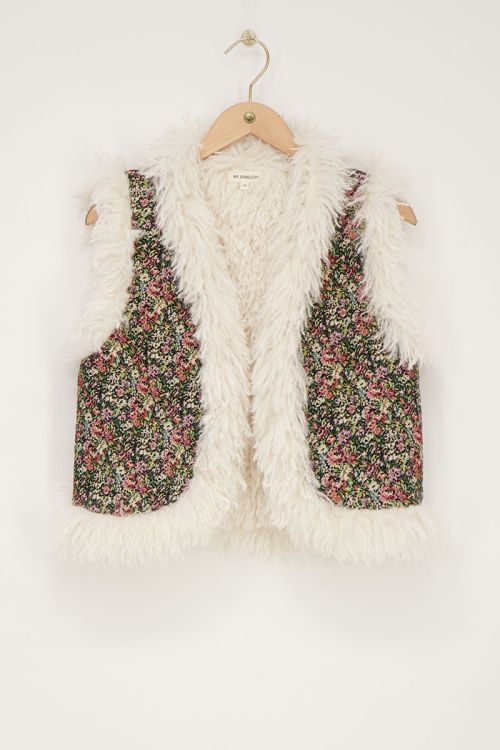 Multikleur furry gilet reversible