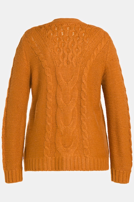 Strickjacke, Zopfmuster, Langarm