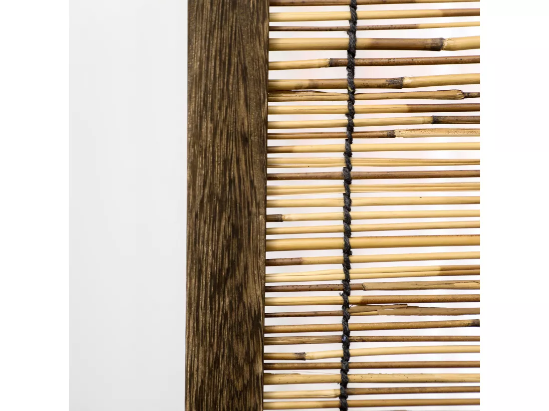 Paravent intérieur 4 panneaux pliables séparateur de pièce bois de paulownia roseau
