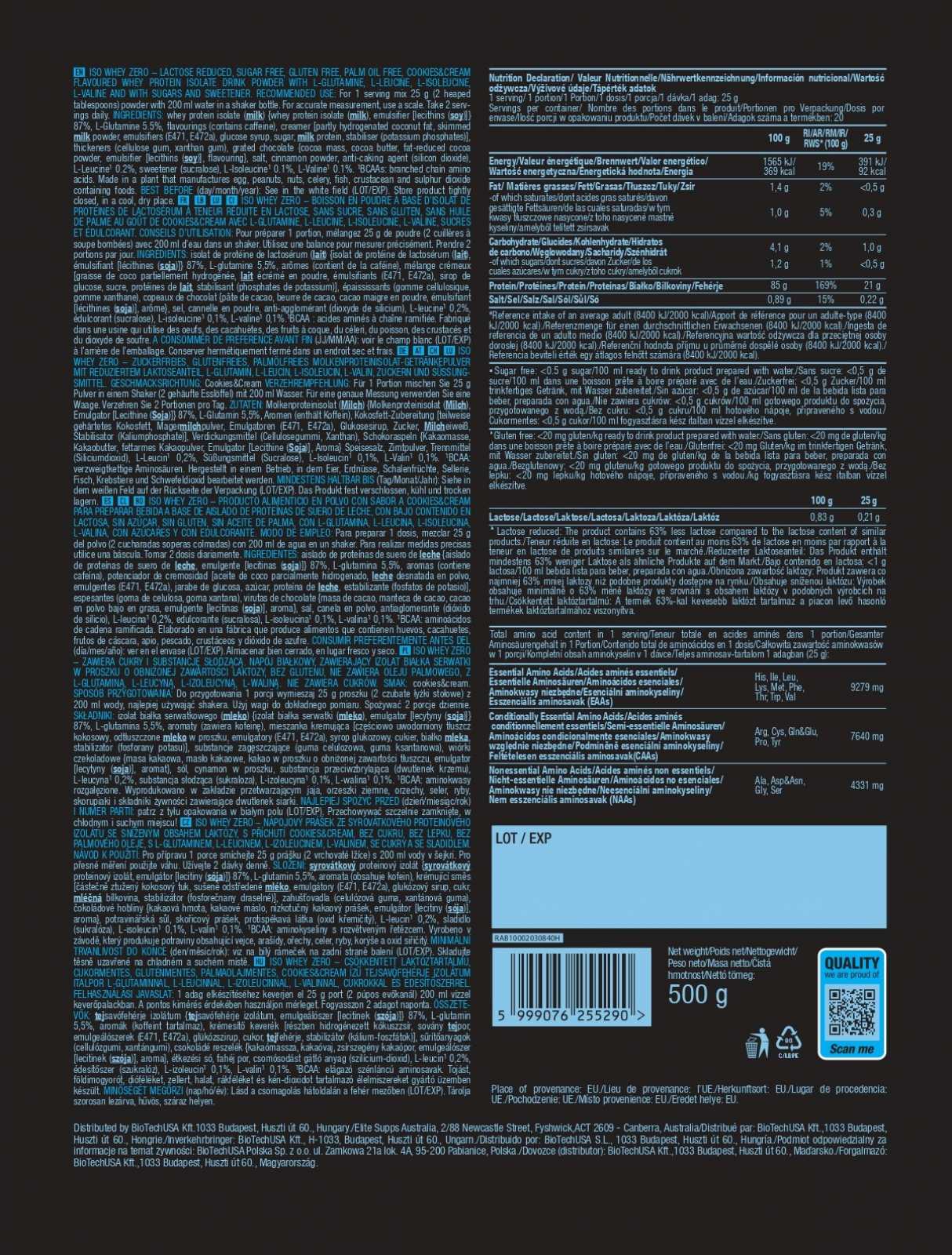 Biotech USA Iso Whey Zero 500g