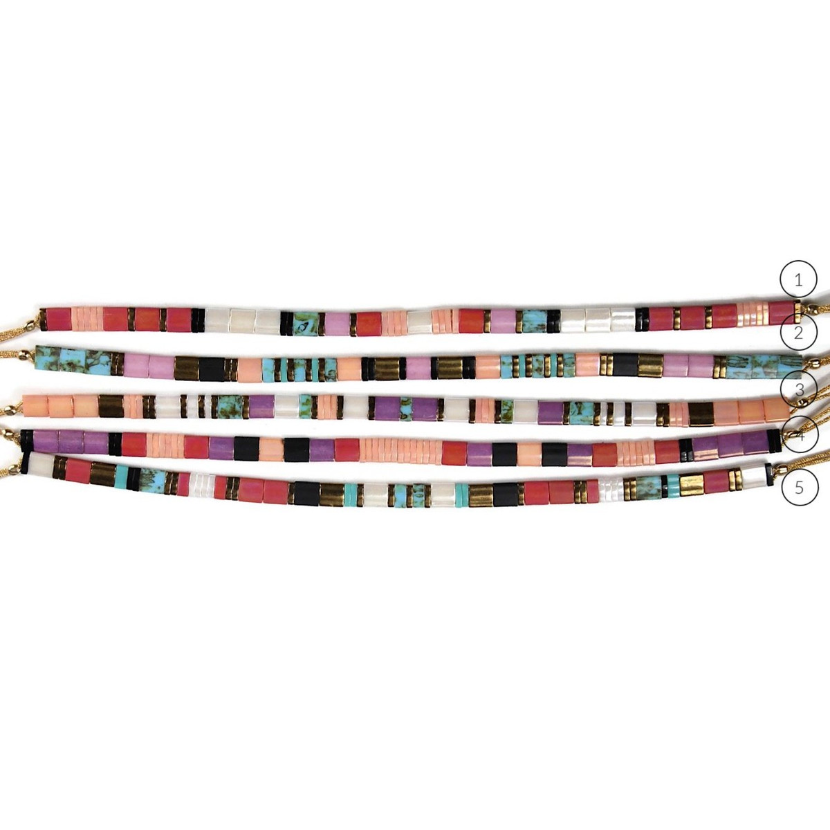 Bracelet Claire BERTEAU Colorful Perles plates en verre 5