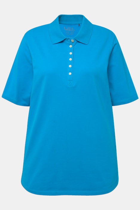 Poloshirt, Piqué, Polokragen, Samt-Knopfleiste, Halbarm