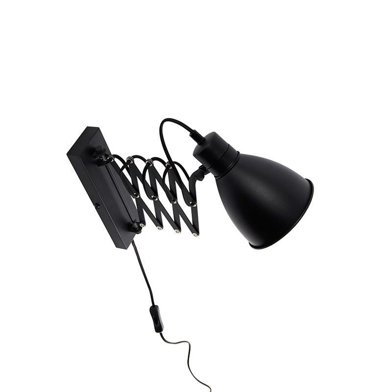 Industriële wandlamp zwart met verstelbare arm - Merle