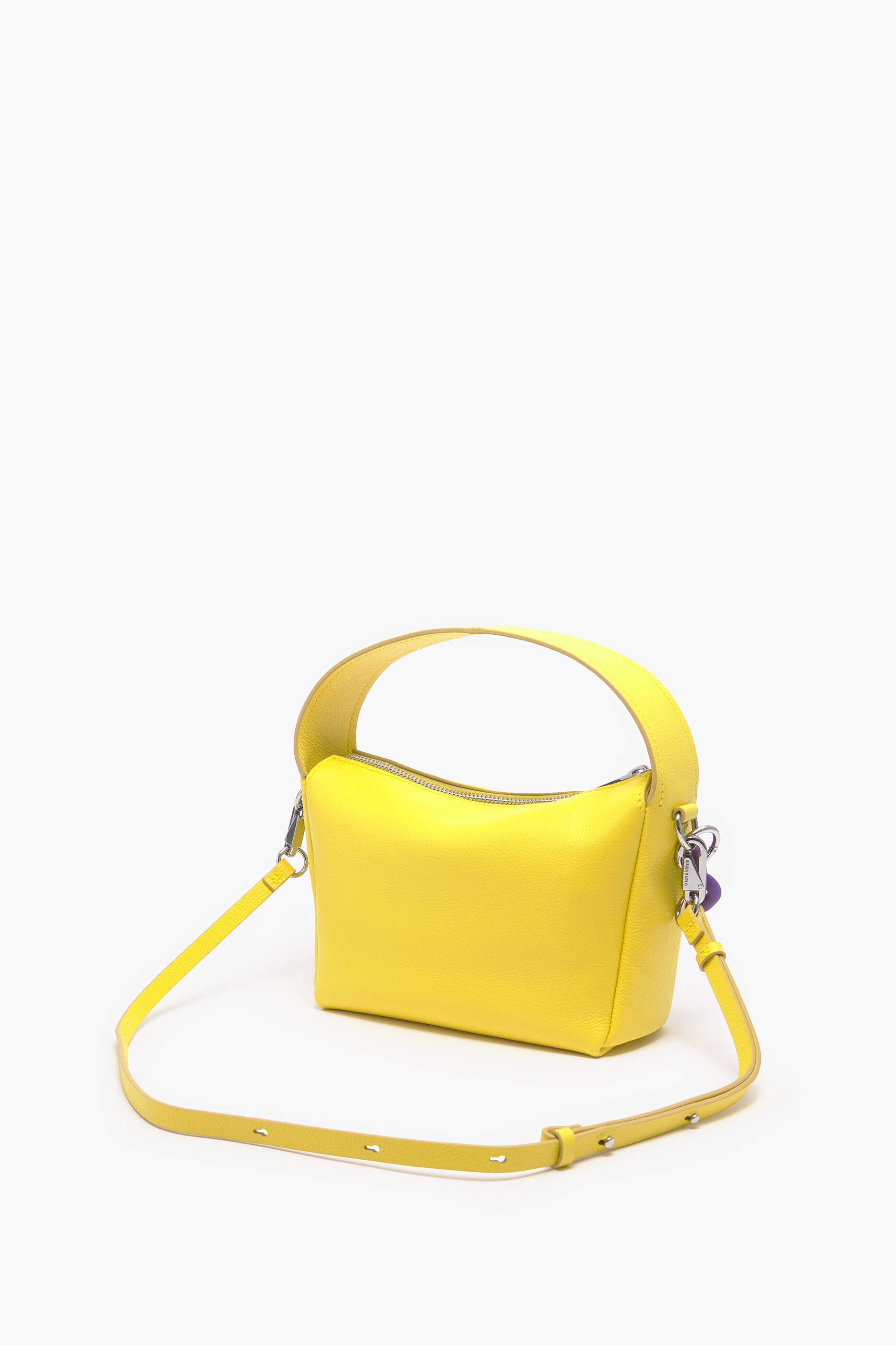 Bolsa hobo pequena de couro amarelo