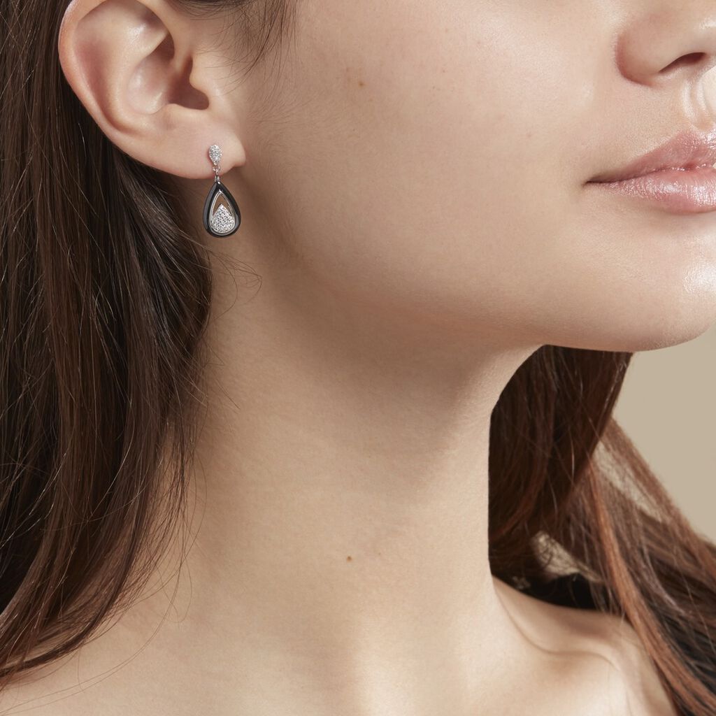 Boucles D'oreilles Pendantes Marina Cera Argent  Céramique Et Oxyde