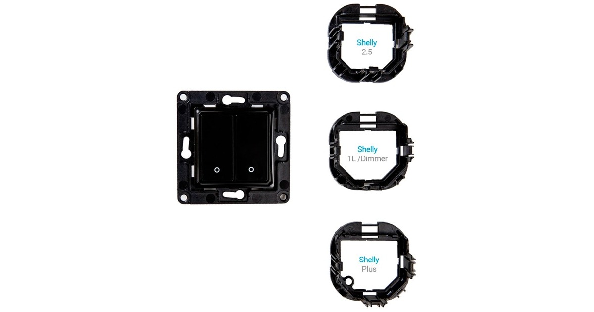 ShellyWall Switch 2 knop  (Zwart)