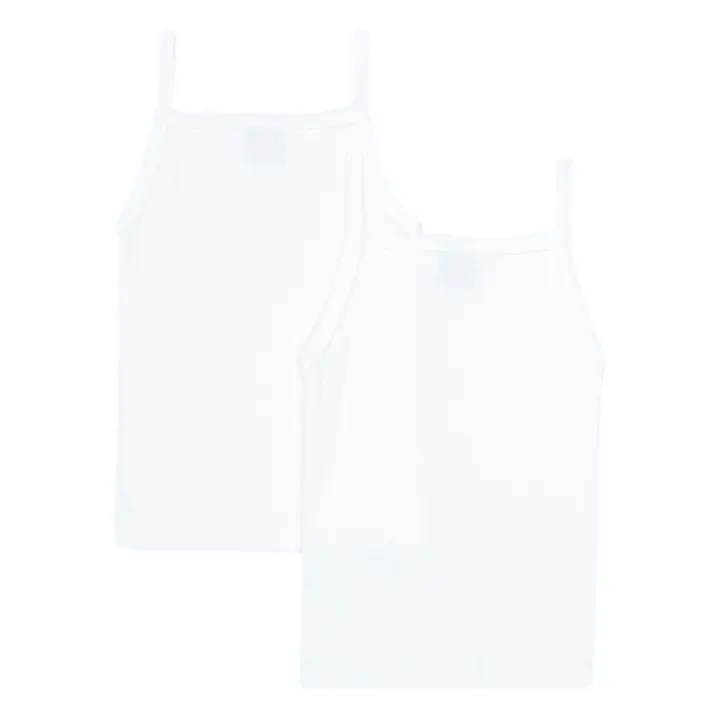 Petit Bateau Lot 2 Débardeurs Bretelles Coton Bio | Blanc