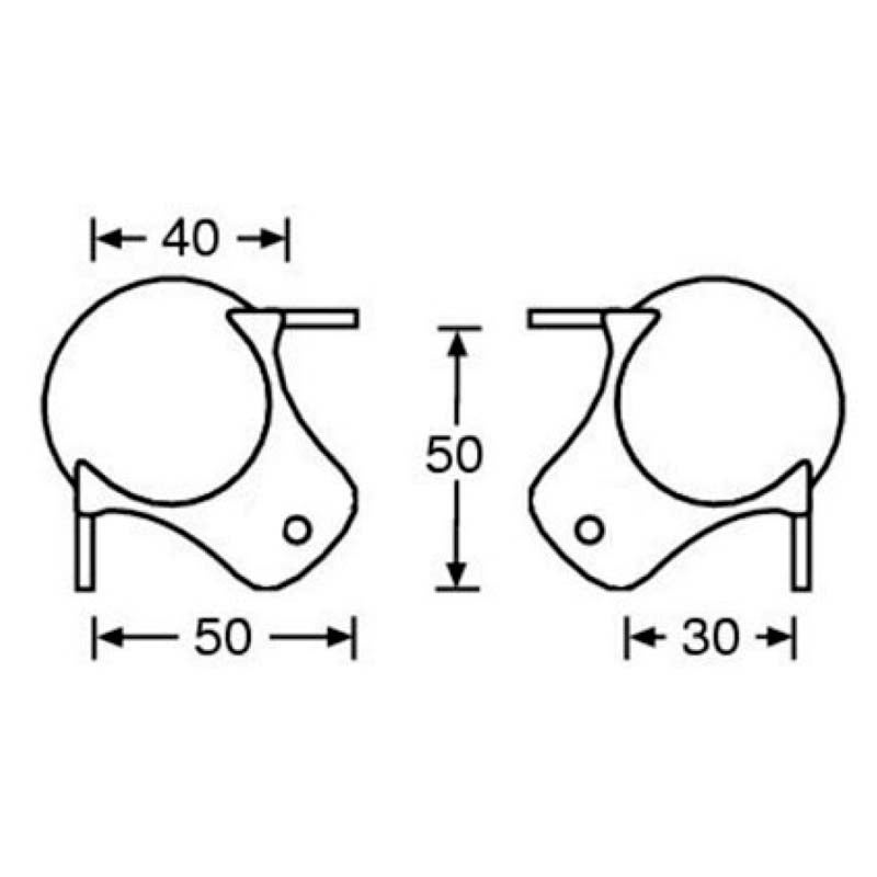 Hilec COIN3P 3-voets bolhoek medium 3 montagegaten