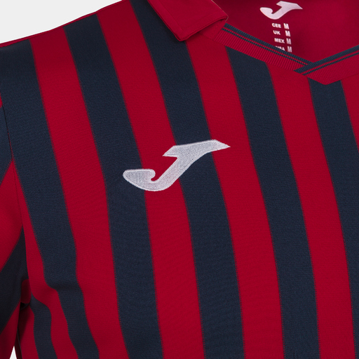 Camiseta Joma Cup II de manga curta, azul marinho e vermelha