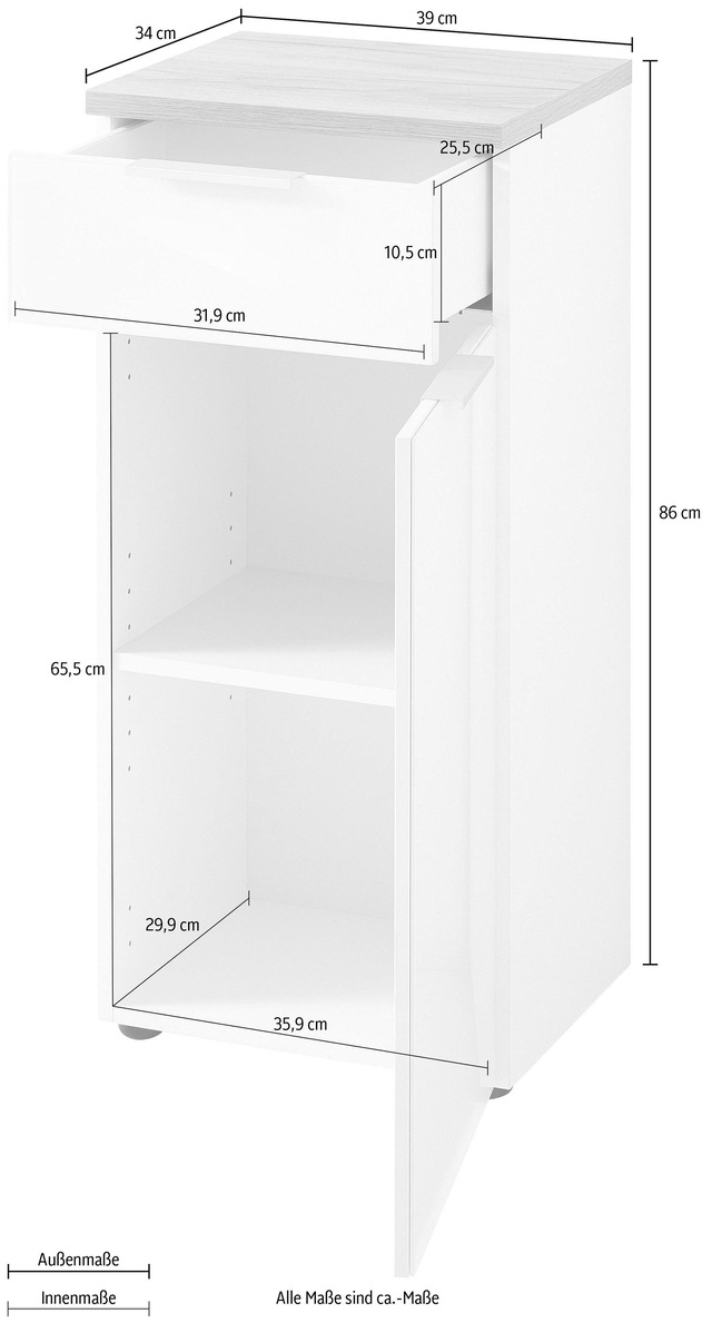 GERMANIA Unterschrank »Pescara« Front mit Glasauflage