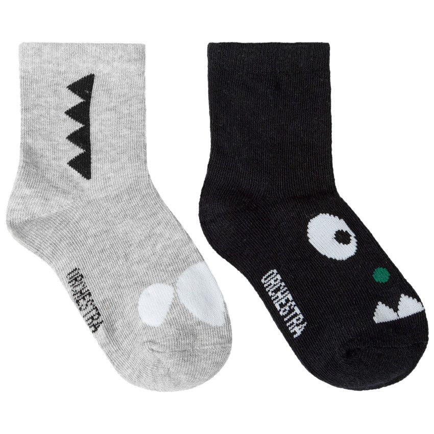 Lot de 2 paires de chaussettes assorties motif Dinosaure - Noir