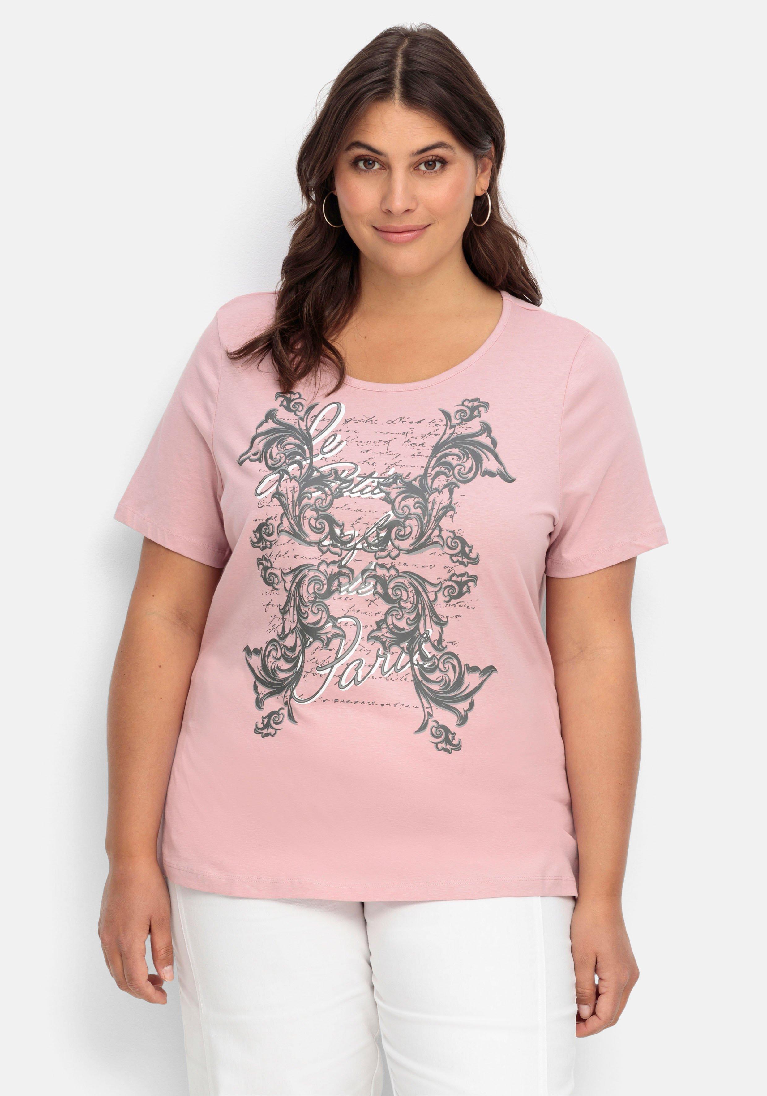 Jerseyshirt mit Frontprint und kurzem Ärmel