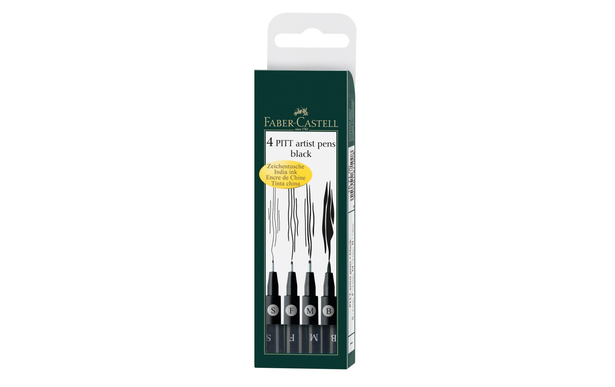 Tuschestift Pitt Artist Pen Schwarz, 4er EtuiTuschestift-Set