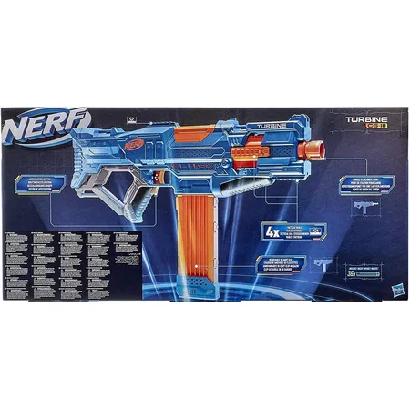 Nerf Elite 2.0 Turbine CS-18 motorisierter Blaster, 36 Nerf Darts, 18-Dart Clip-Magazin, Tactical Rails