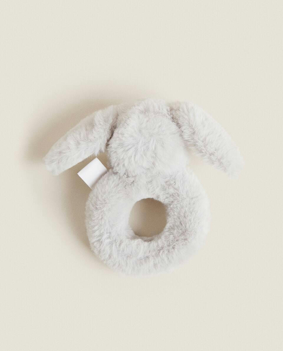 Chocalho de pelúcia em forma de coelho para crianças