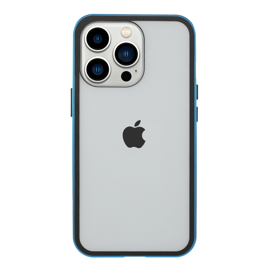iPhone 13 Pro Magnetische Alu Schutzhülle mit Panzer Glas Backcover   Displayschutz (Magnet-Technologie) - Blau