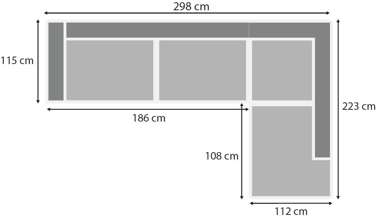 Hoekbank stof Perfect Harmony 02 Mia B298 x D223 x H90 cm