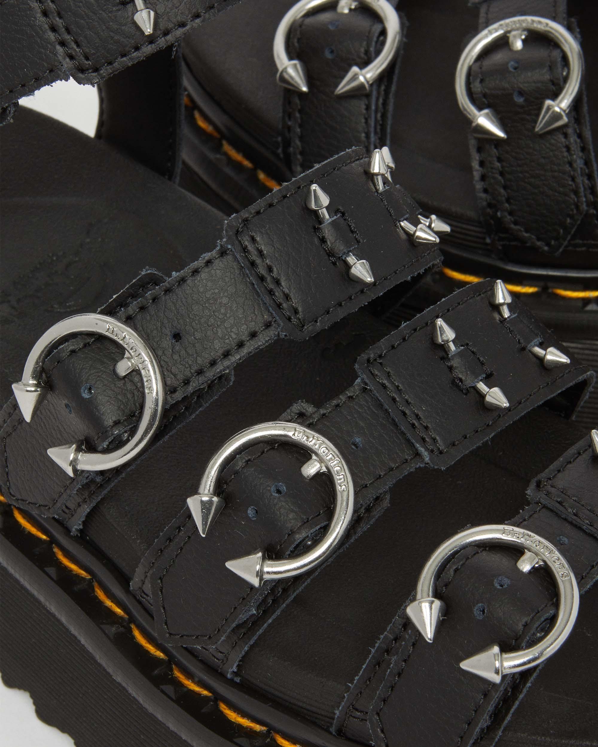 Blaire Piercing Leder Plateausandalen