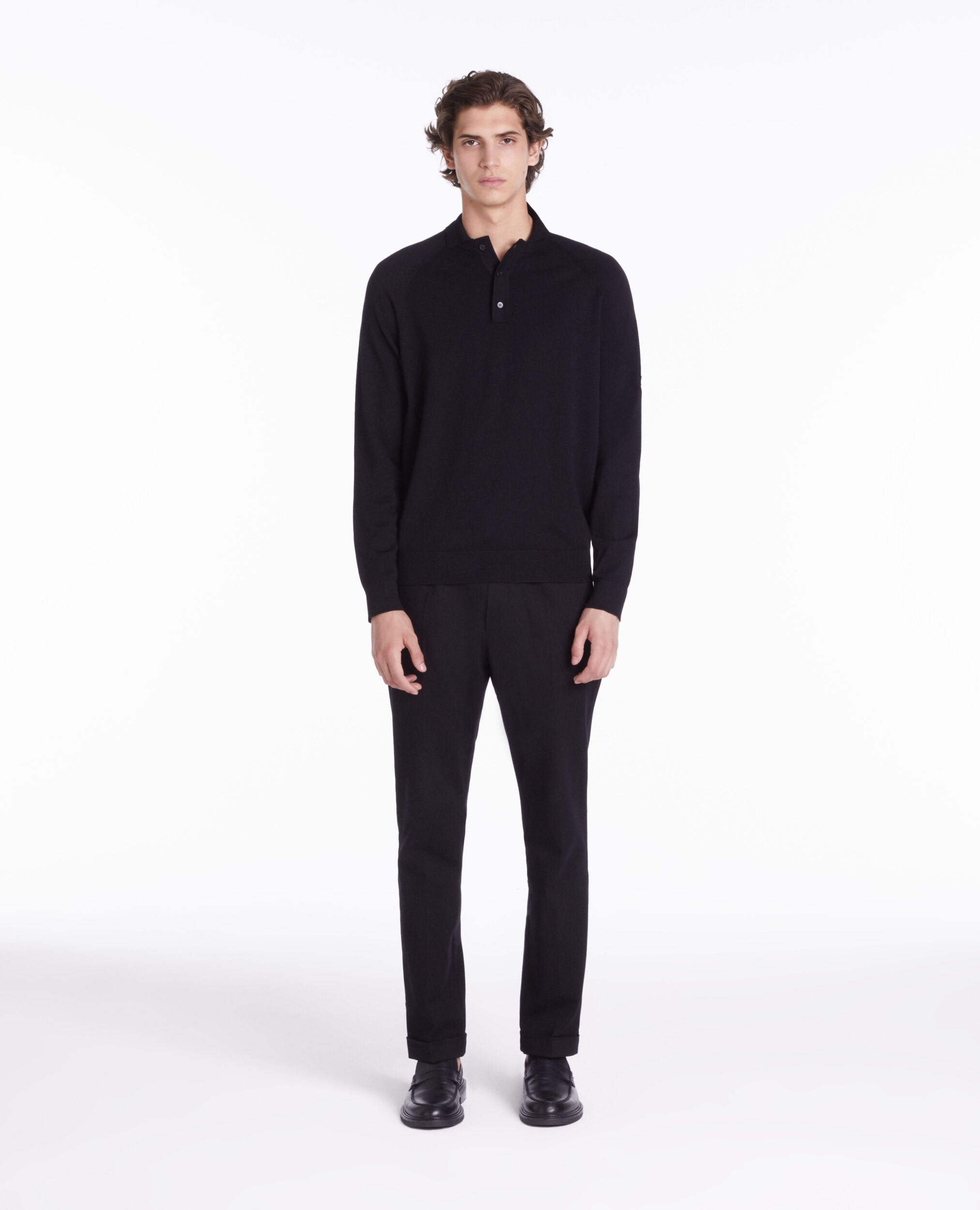 Polo noir en maille