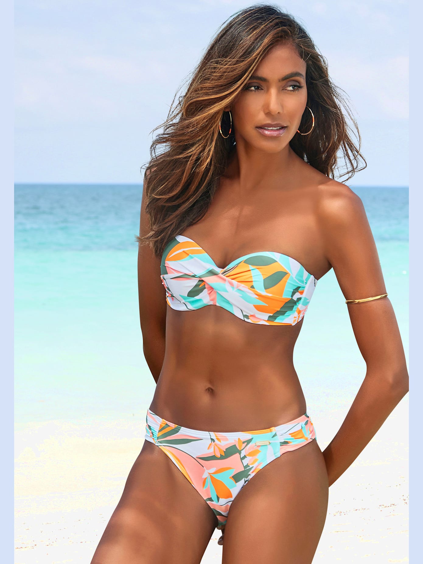 Maillot de bain bandeau à armatures imprimé abstrait