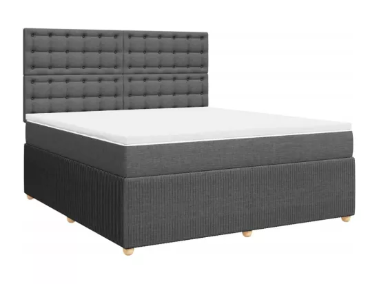 Sommier à lattes de lit avec matelas Gris foncé 180x200cm Tissu