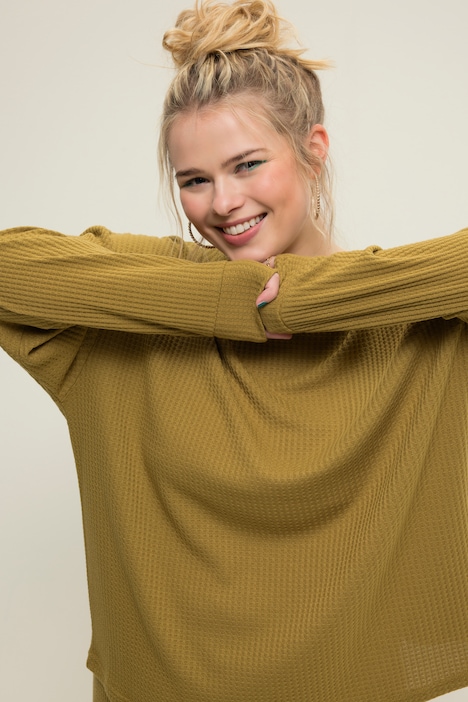 Schlafanzug, Zweiteiler, Strukturjersey, Langarm, Shorts