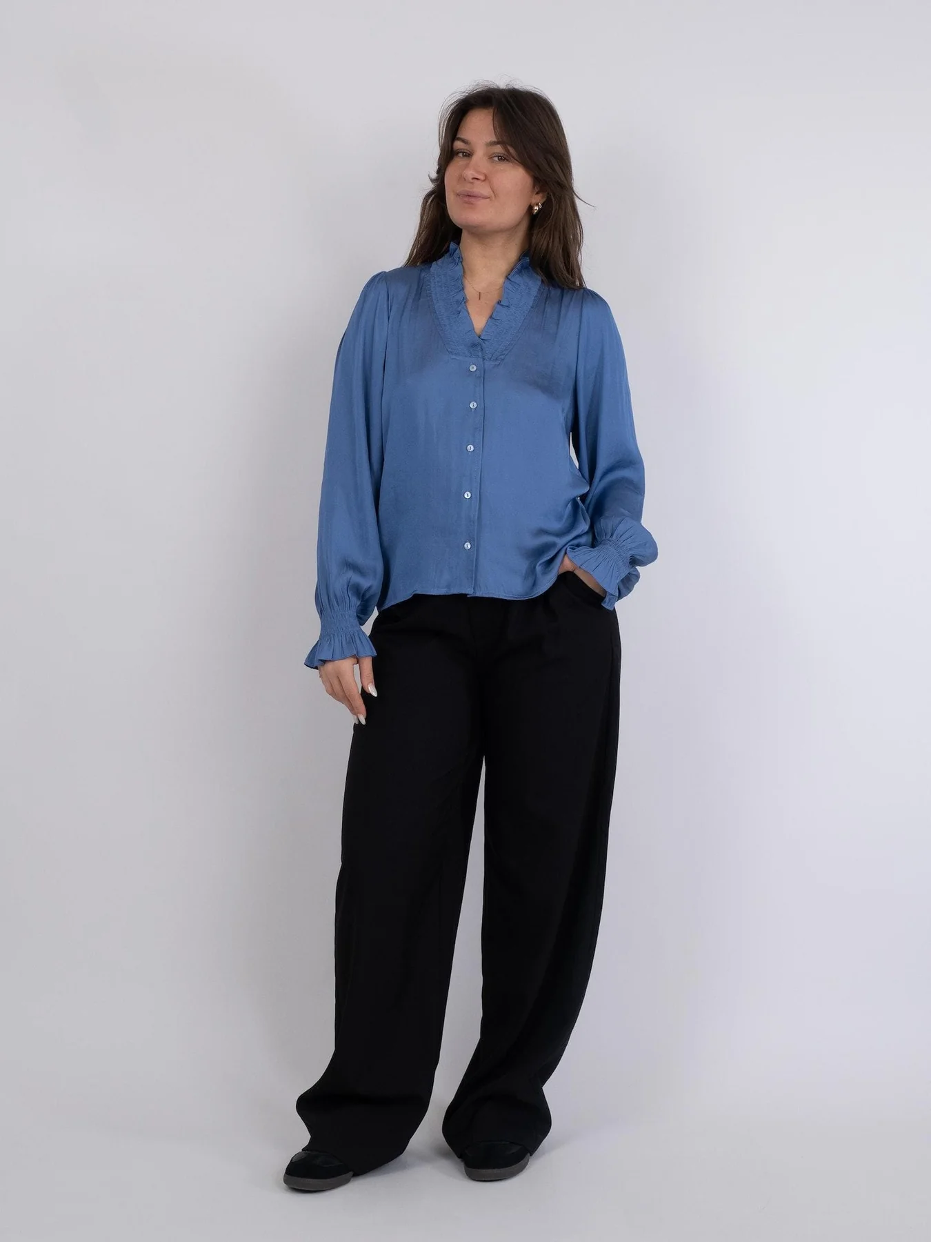 Neo Noir Brielle Satin Blouse blue