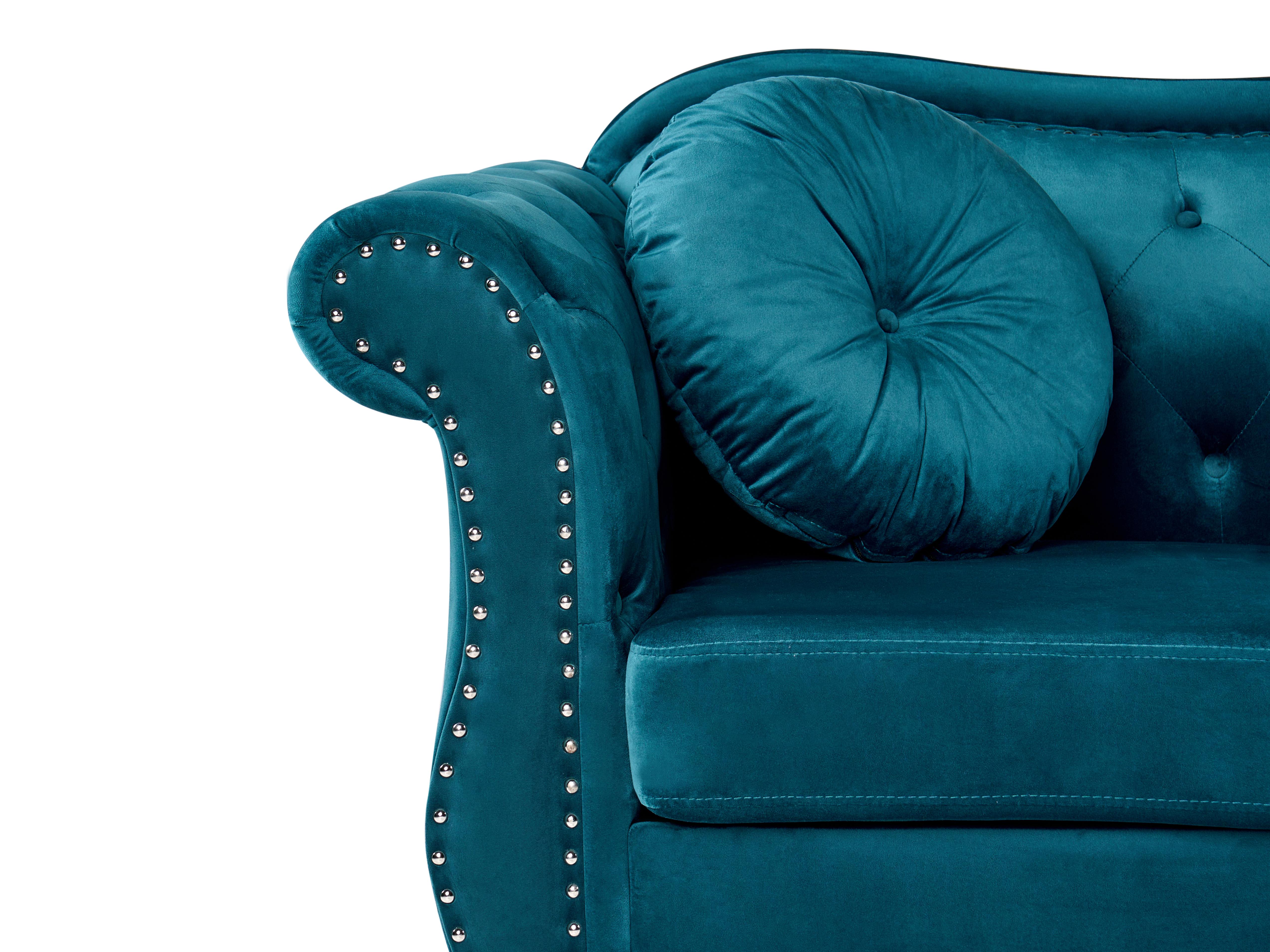 Bank 3-zits SKIEN Fluweel Groenblauw