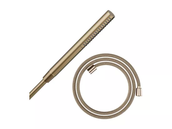 Pommeau de douche HANSGROHE Pulsify S 100 EcoSmart bronze brossé + flexible de douche HANSGROHE Designflex 125 cm bronze brossé