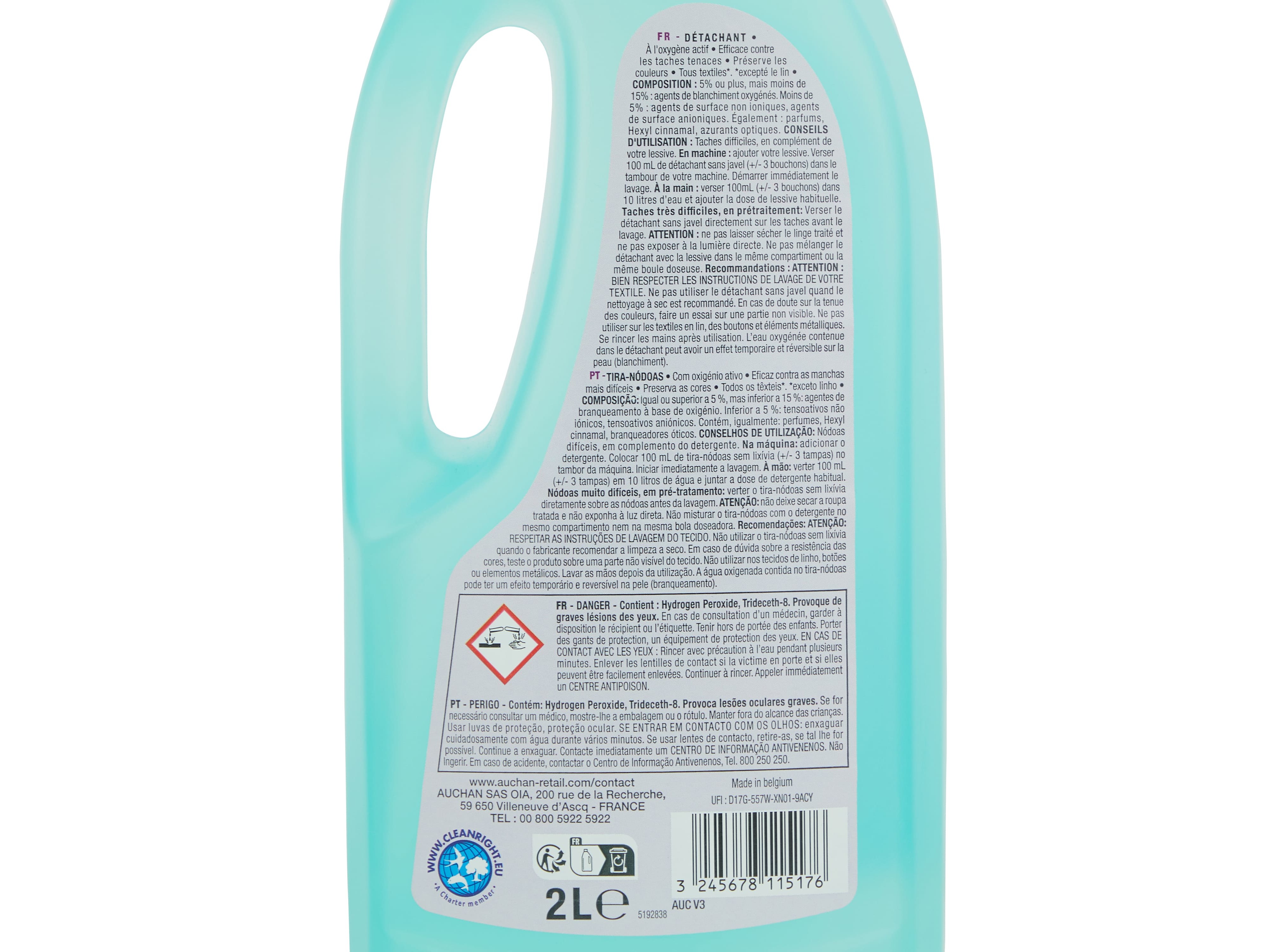 TIRA NÓDOAS DE ROUPA AUCHAN LÍQUIDO OXI ACTIVO 2L