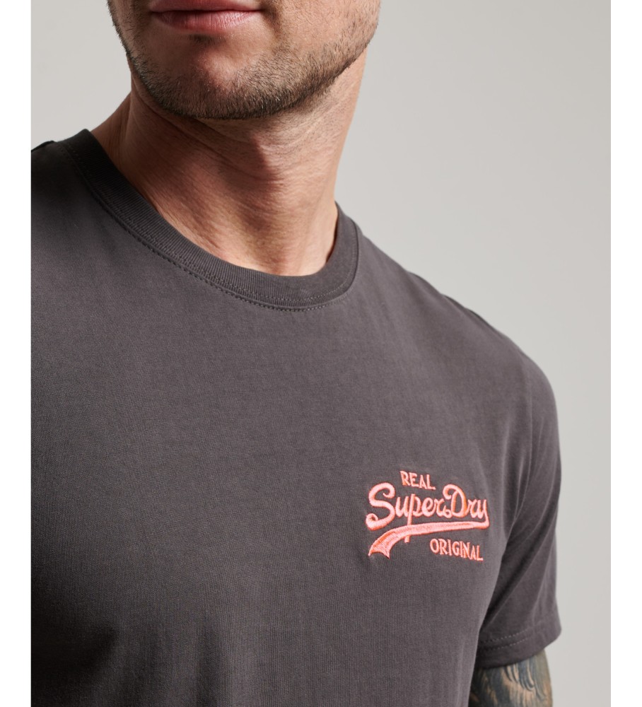 Camiseta Superdry Vintage Logo Floral, Cinza Carvão