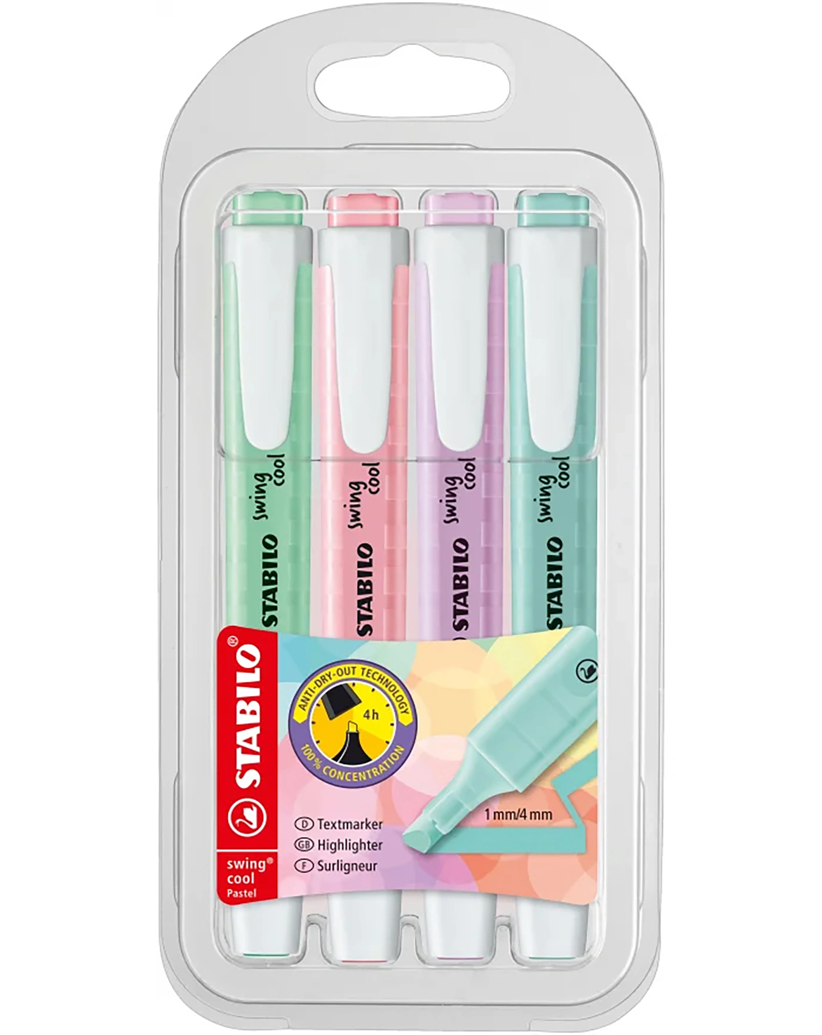 Textmarker STABILO® swing cool Pastel Edition 4er-Pack