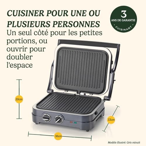 Cuisinart 3 en 1 Grilleur, gaufrier et omelette| Grilleur de sandwichs, presse à panini, crêpière Grilleur électrique | Plaques amovibles et interchangeables antiadhésives | moins d'huile | 210°C | : Cuisine et Maison