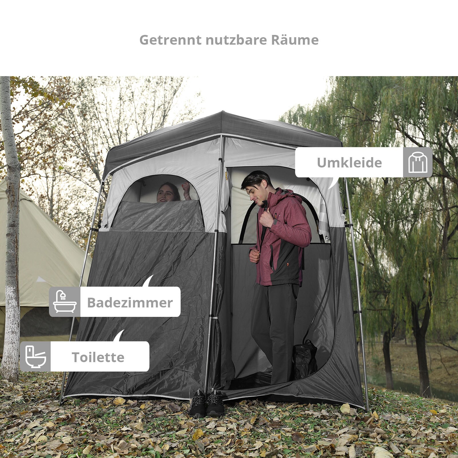 KINGCAMP Duschzelt Marasusa II Camping Umkleidezelt WC Toiletten Zelt 2 Personen