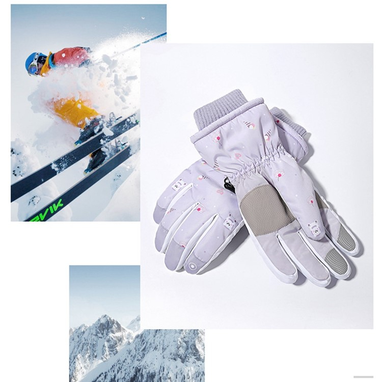 (1 Paar) Gefütterte Winter Ski Handschuhe (One Size) - Erdbeere