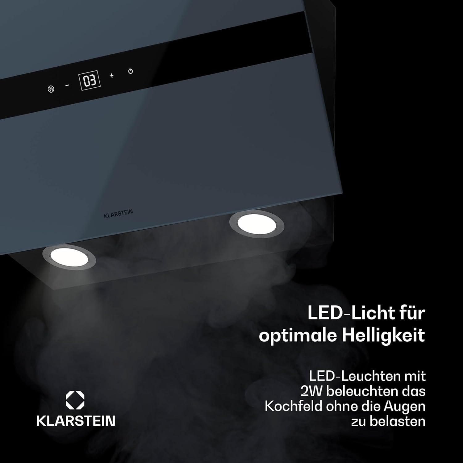 Klarstein WiFusion Dunstabzugshaube - 60 cm Abzugshaube, WLAN-Steuerung, 680 m³/h Luftstrom, A++ Energieeffizienz, LED-Beleuchtung, Touch-Bedienfeld, Schwarz, Abluft & Kohlefilter